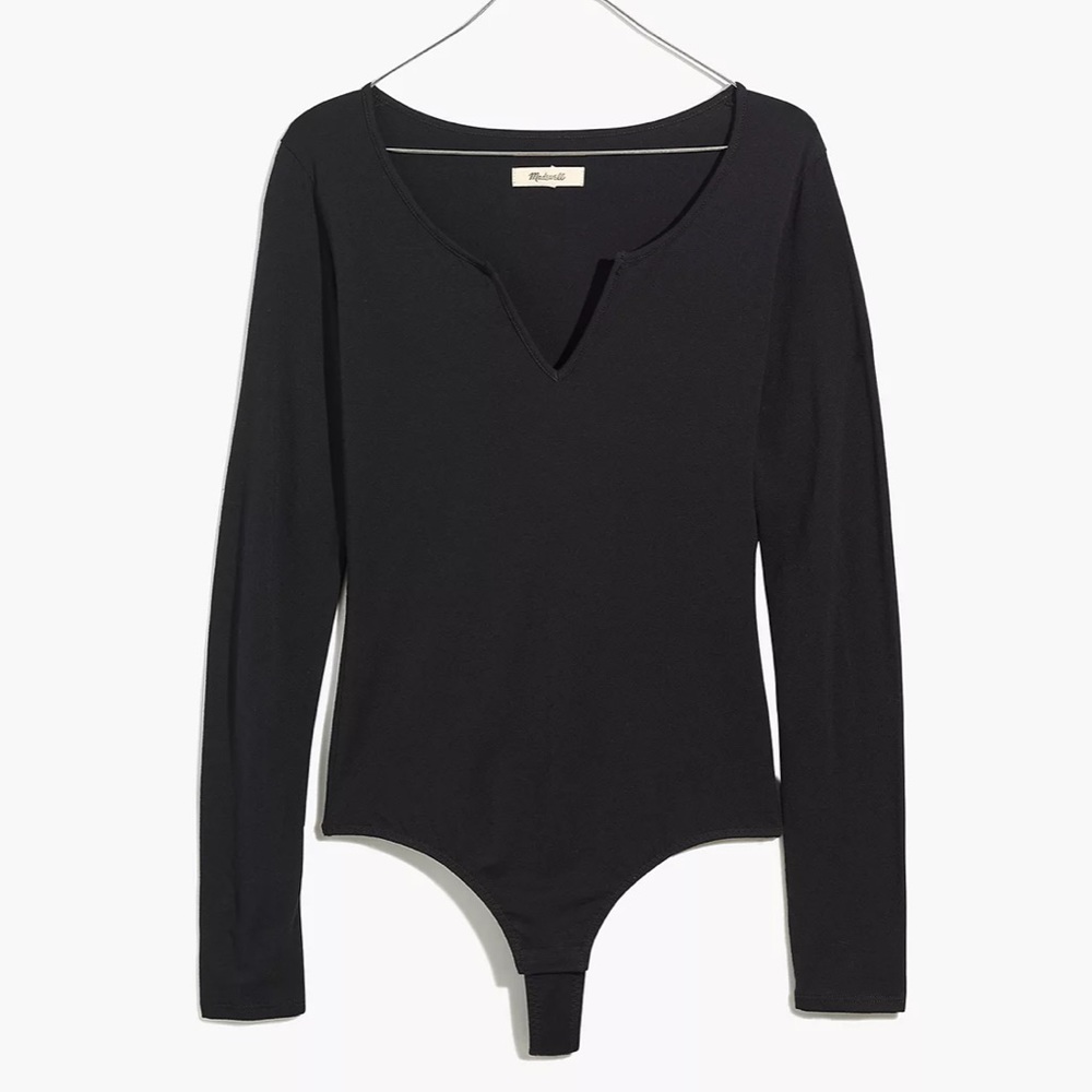 NWT - Madewell Pointelle Split-Neck Long-Sleeve Thong Bodysuit